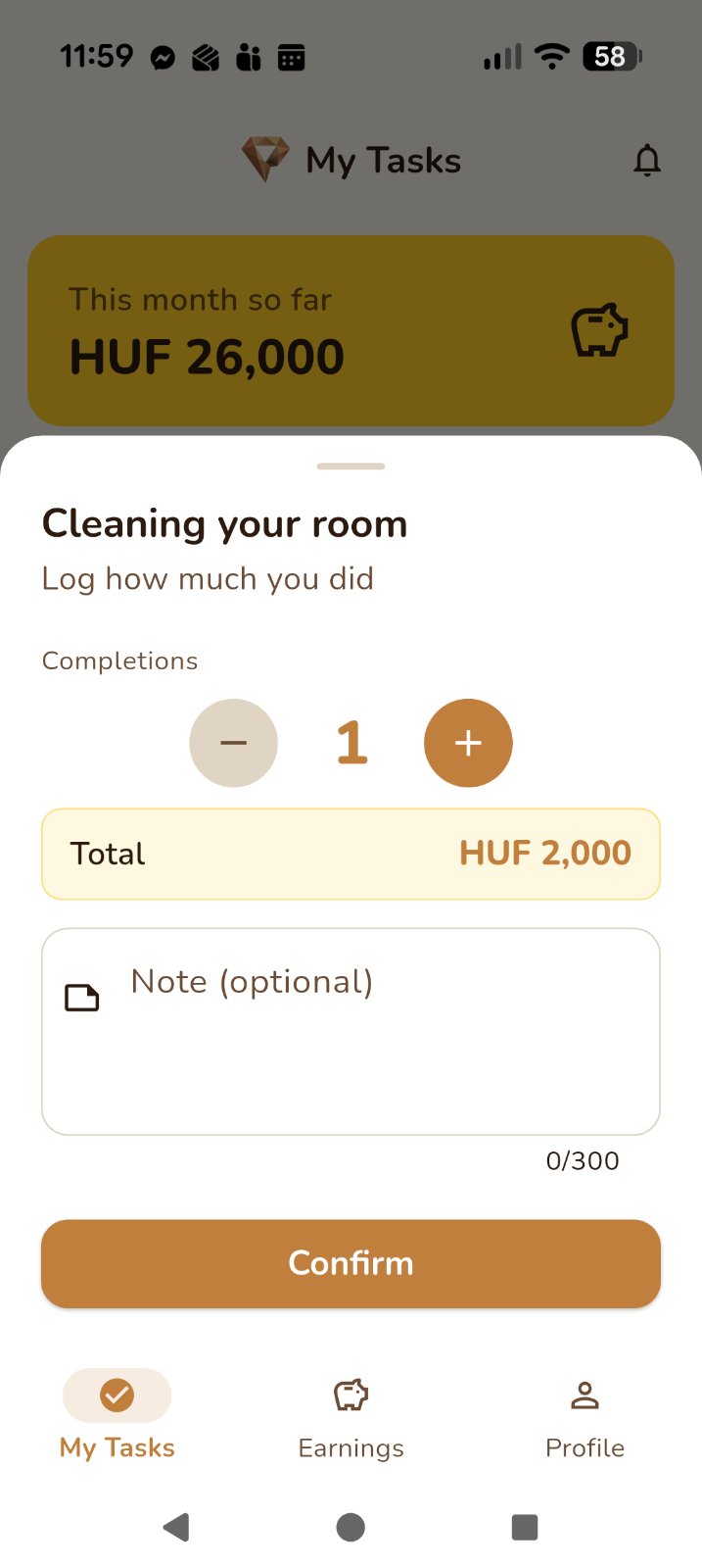 Child logging a task