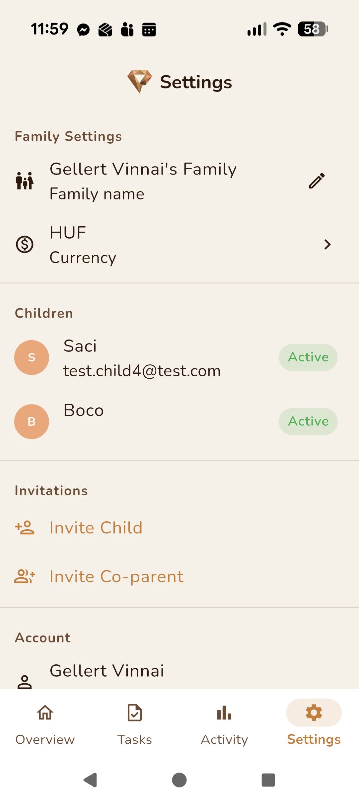 Family settings